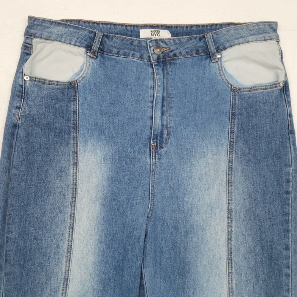 Madden Nyc Juniors’ Plus Size Patchwork Flare Jea… - image 4